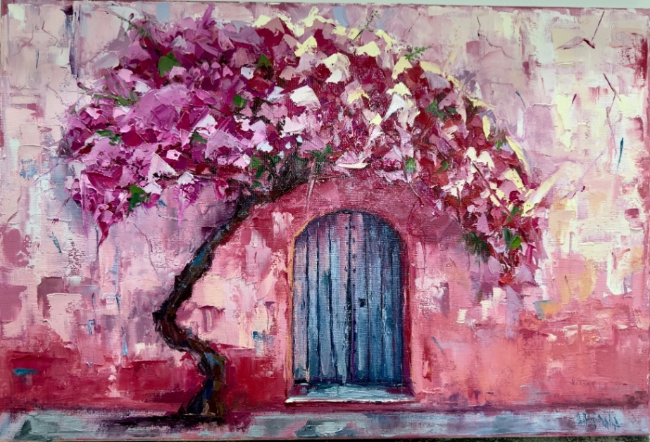 Oil on canvas. Hand painted